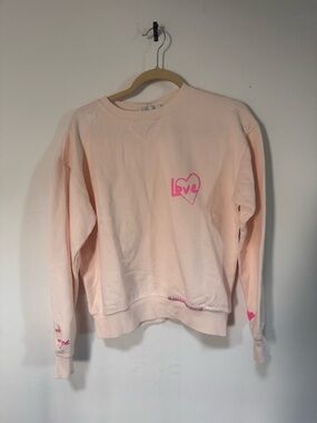 Wildfox Pale Pink 'Love' Heart Crewneck Sweatshirt